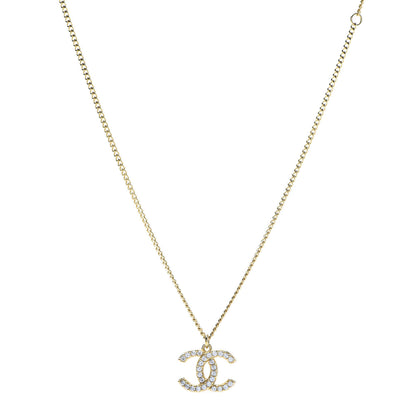 Chanel Crystal CC Pendant Necklace Gold 1 of 6