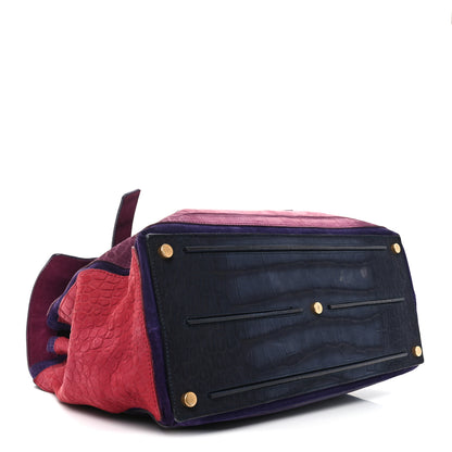 Saint Laurent Nubuck Crocodile Embossed Large Muse Two Purple Pink 4 of 11