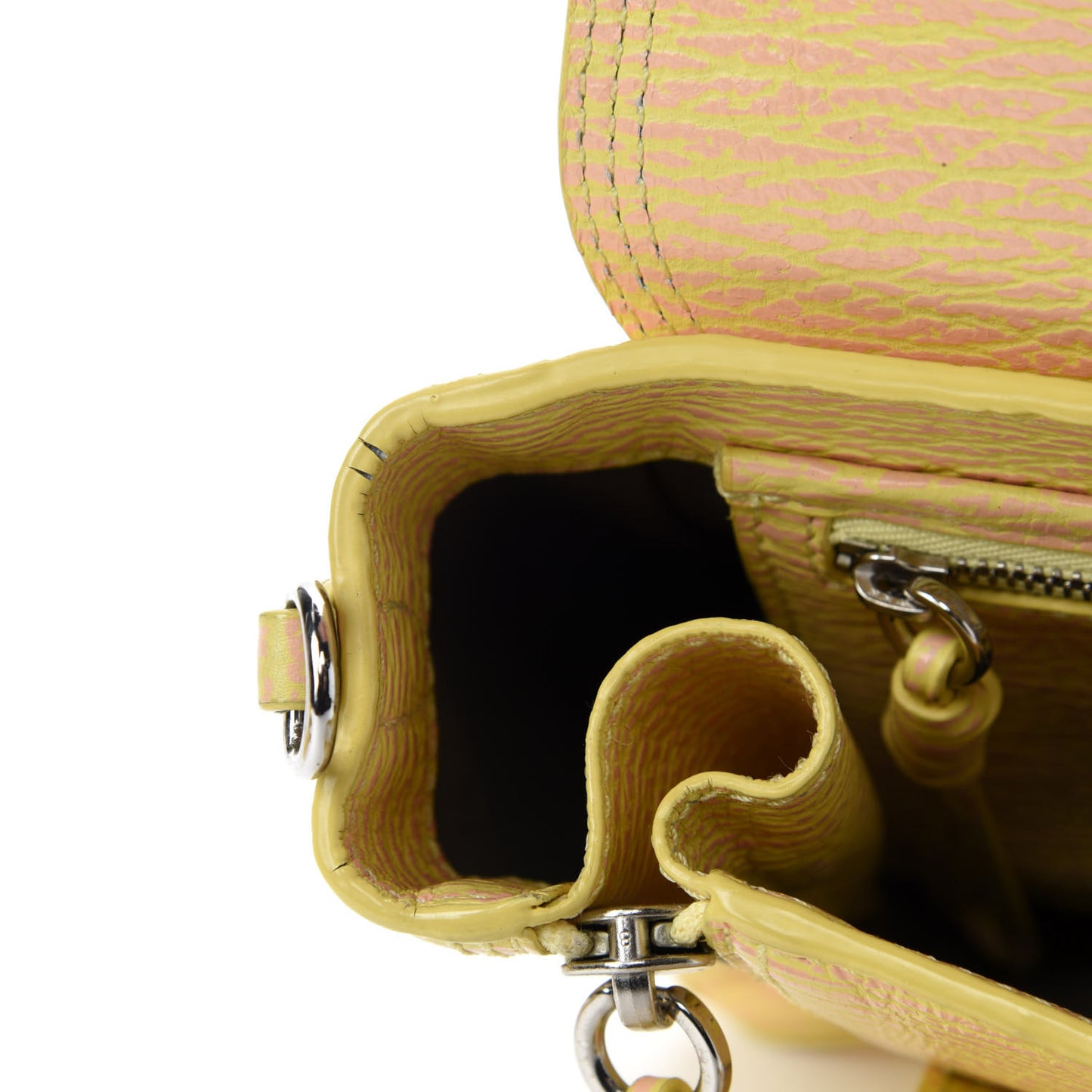 Shark Embossed Textured Calfskin Mini Pashli Satchel Mimosa Petal