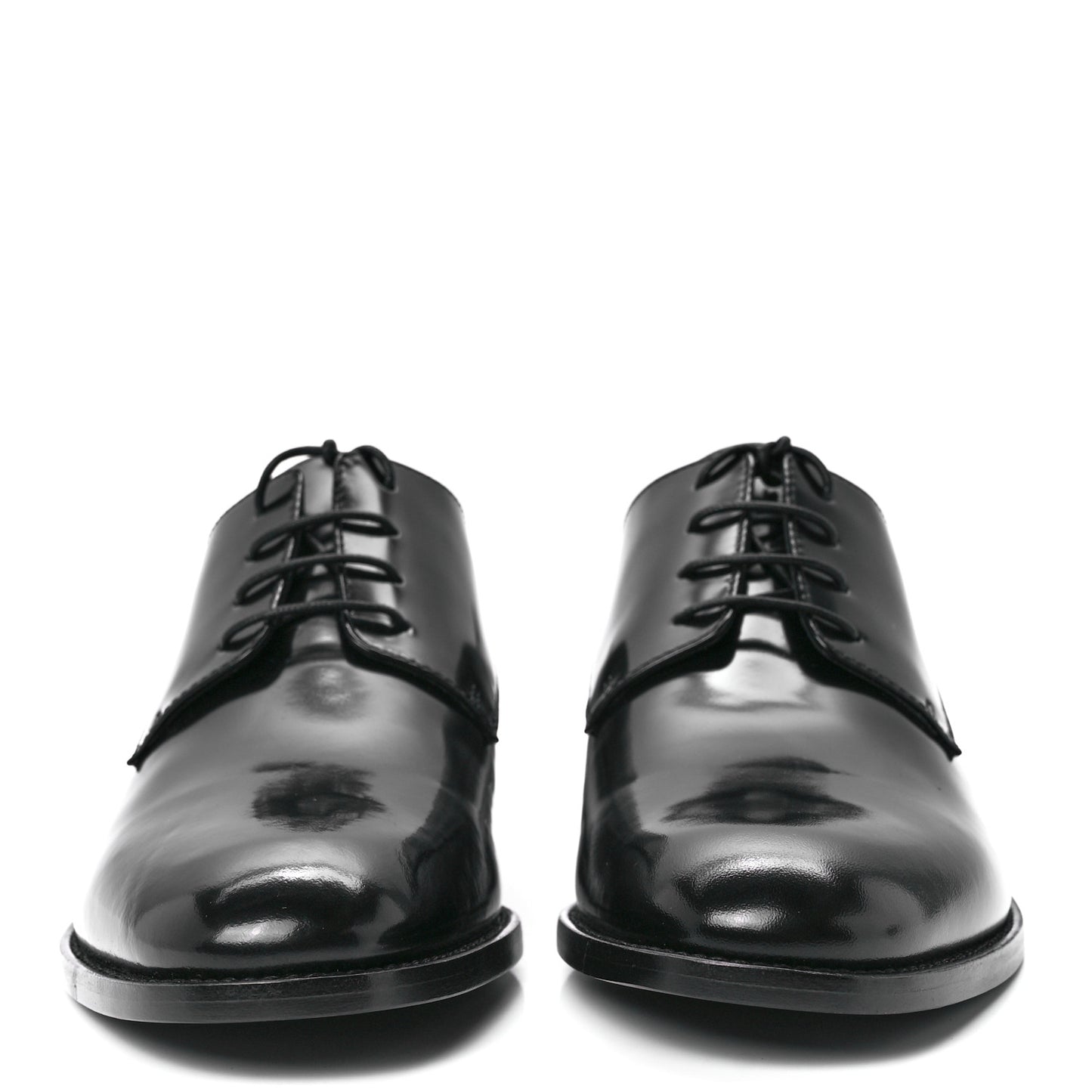 Shiny Calfskin Womens Derby Shoe 37.5 Black