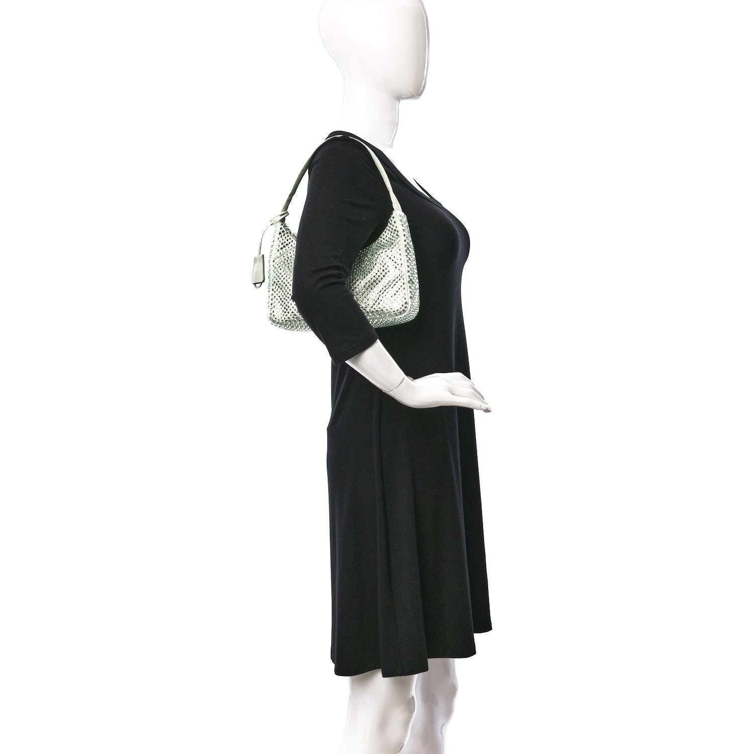 Prada Satin Crystal Mini Re-Edition 2000 Bag Acqua 2 of 8