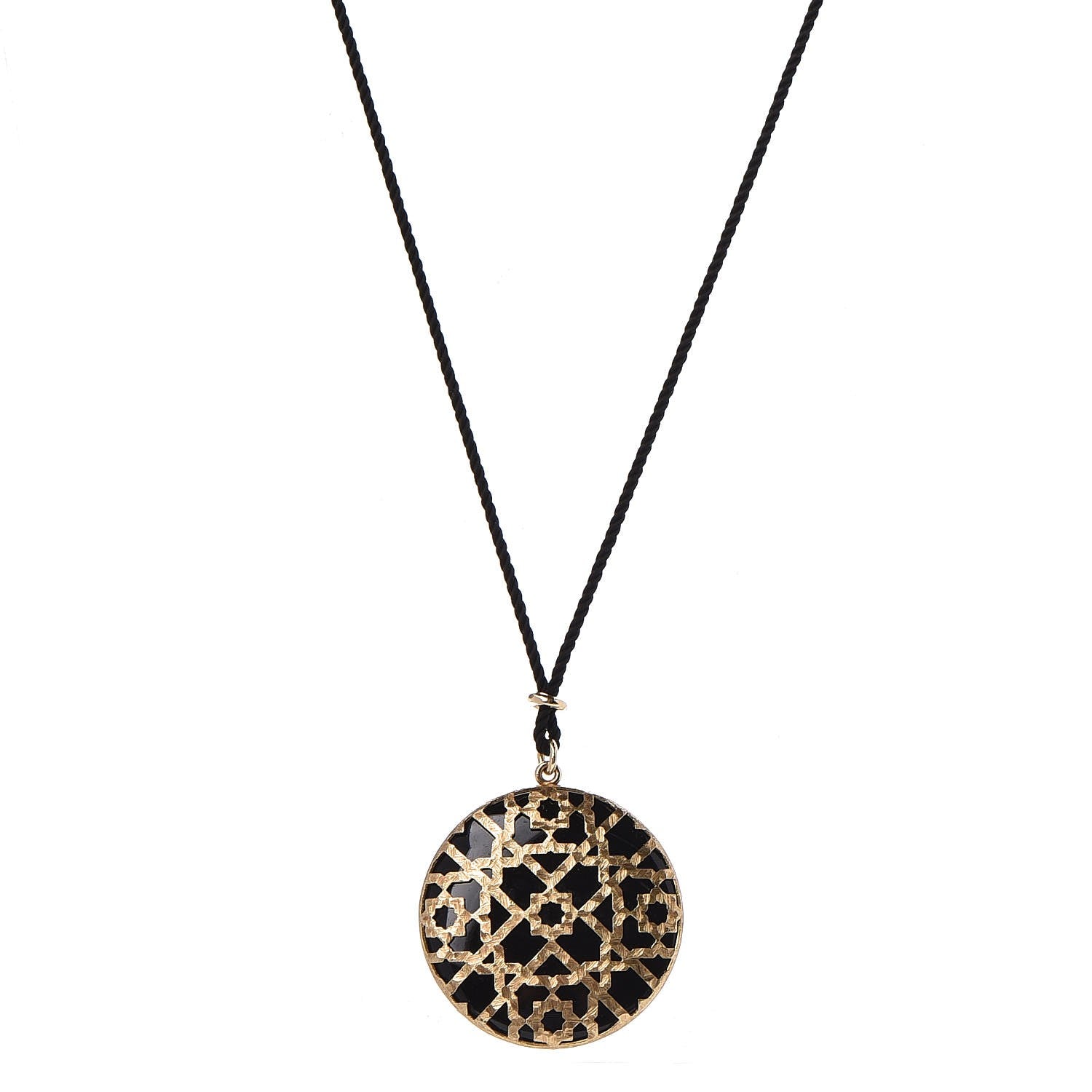 Tiffany 18K Yellow Gold Black Onyx Paloma's Marrakesh Dome Pendant Necklace 1 of 5