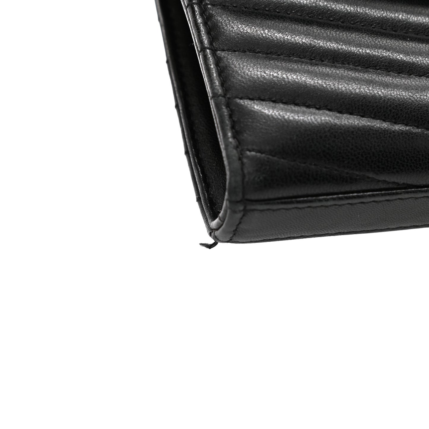 Lambskin Matelasse Chevron Monogram Sulpice Chain Wallet Black