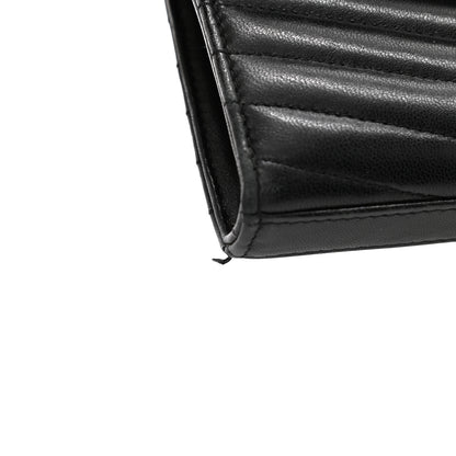 Saint Laurent Lambskin Matelasse Chevron Monogram Sulpice Chain Wallet Black 23 of 26