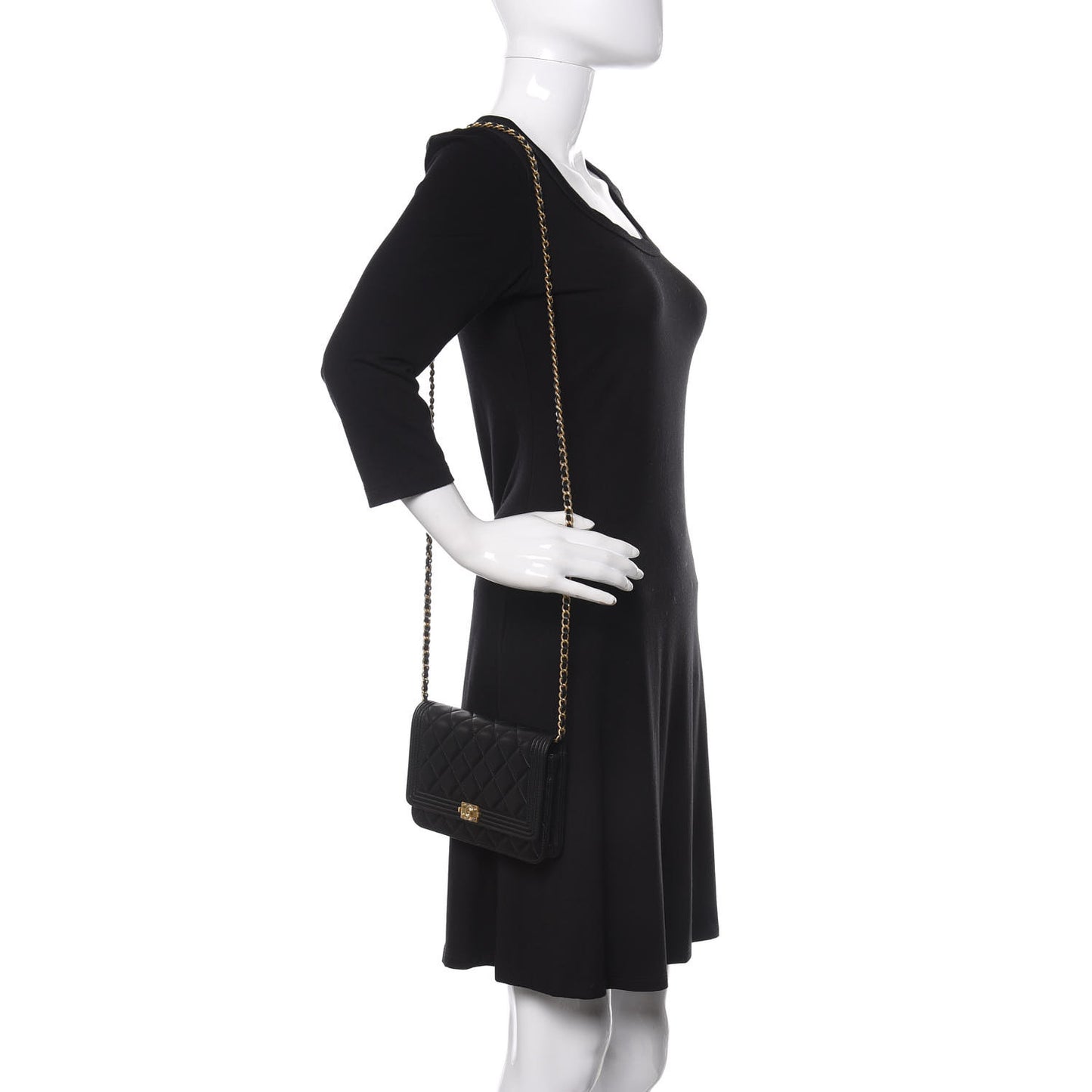 Lambskin Quilted Boy Wallet On Chain WOC Black