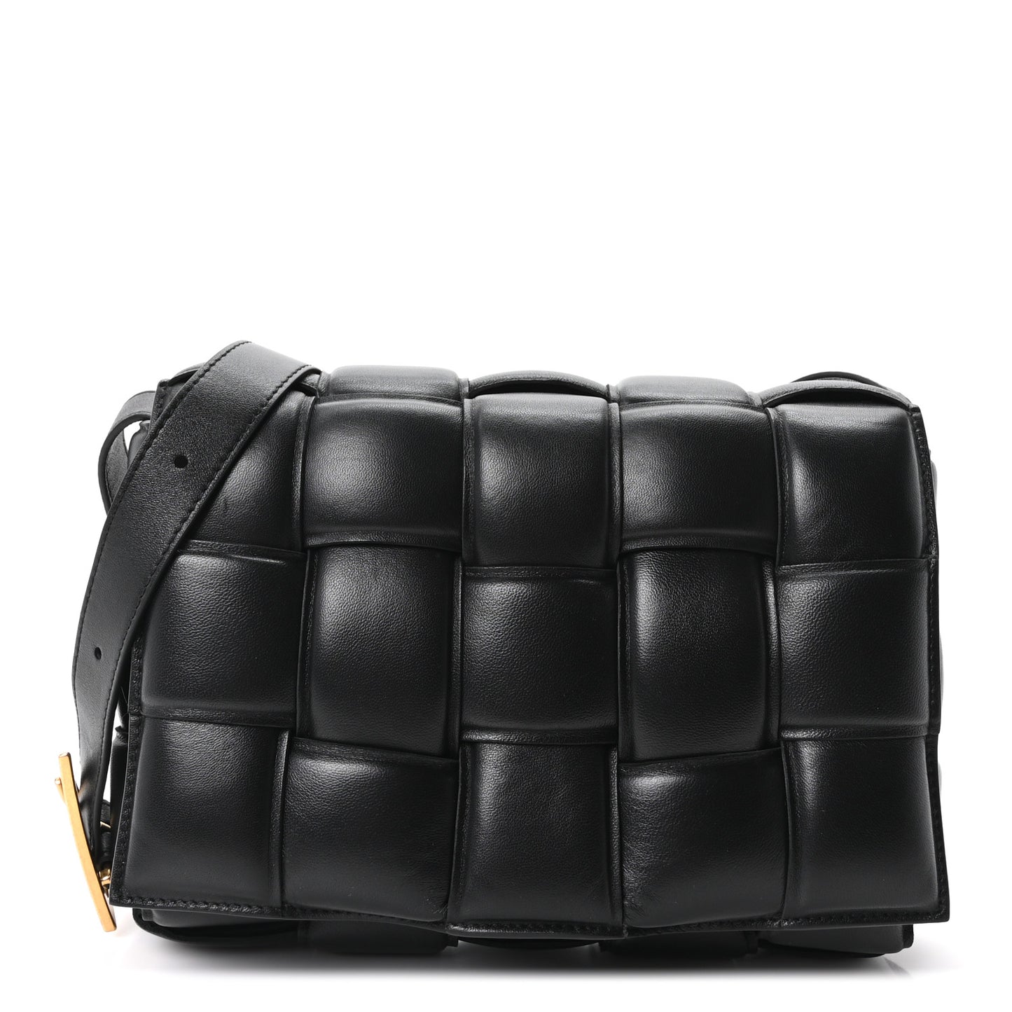 Nappa Maxi Intreccio Padded Cassette Crossbody Bag Black