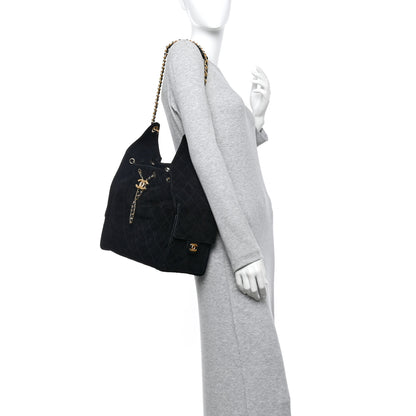 Chanel Suede Quilted Medium Chanel 25 Handbag Black 2 of 10
