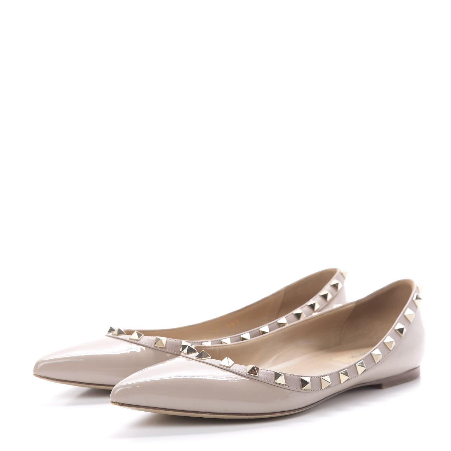 Valentino Garavani Patent Rockstud Ballerina Flats 38.5 Poudre 3 of 14