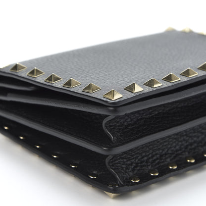 Valentino Garavani Pebbled Calfskin Rockstud Wallet on Chain Black 6 of 8