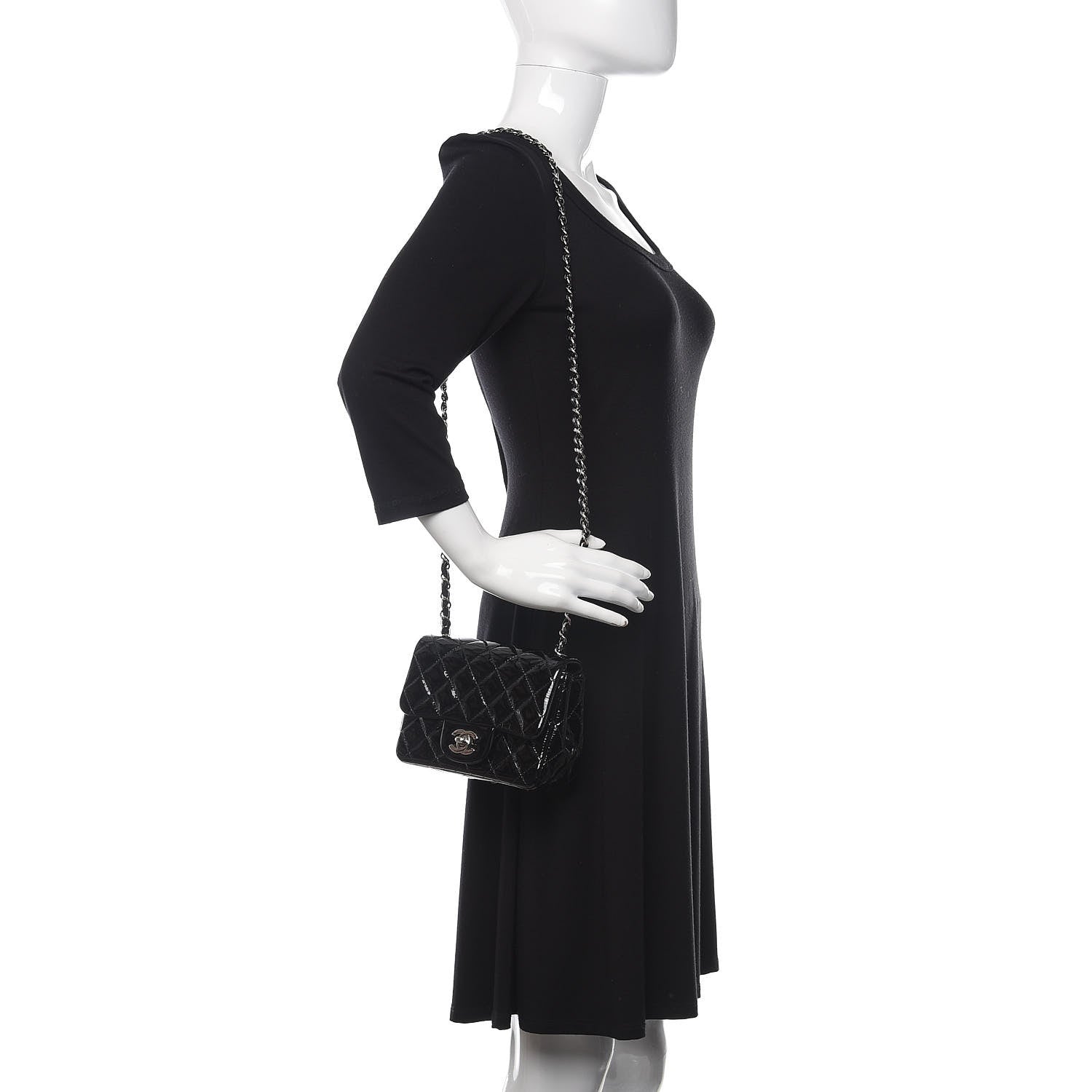 Chanel Patent Calfskin Quilted Mini Square Flap Black 2 of 10