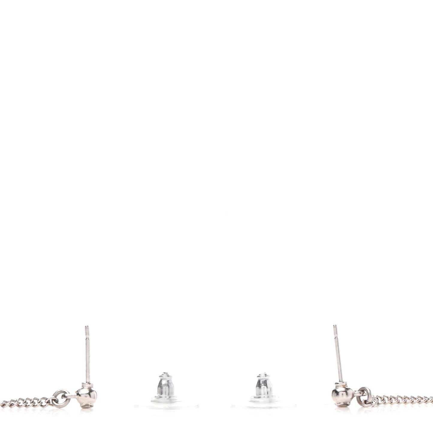 Baguette Crystal CC Drop Earrings Silver