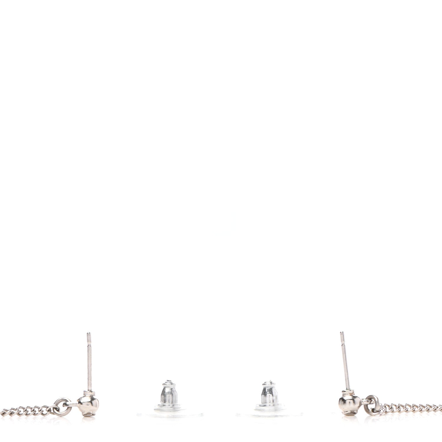 Chanel Baguette Crystal CC Drop Earrings Silver 3 of 4