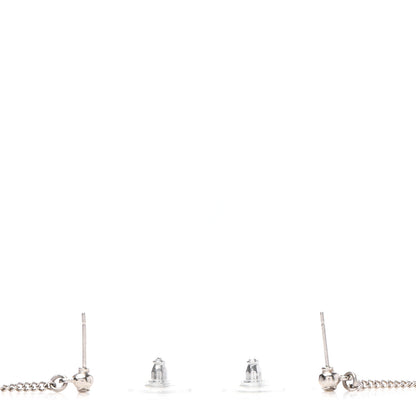 Chanel Baguette Crystal CC Drop Earrings Silver 3 of 4