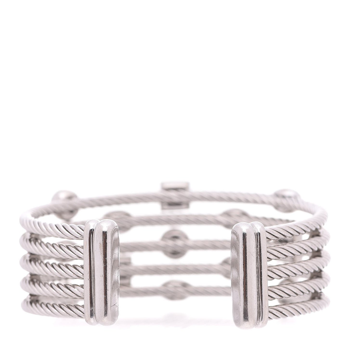 Sterling Silver Diamond Five Row Confetti Cuff Bracelet