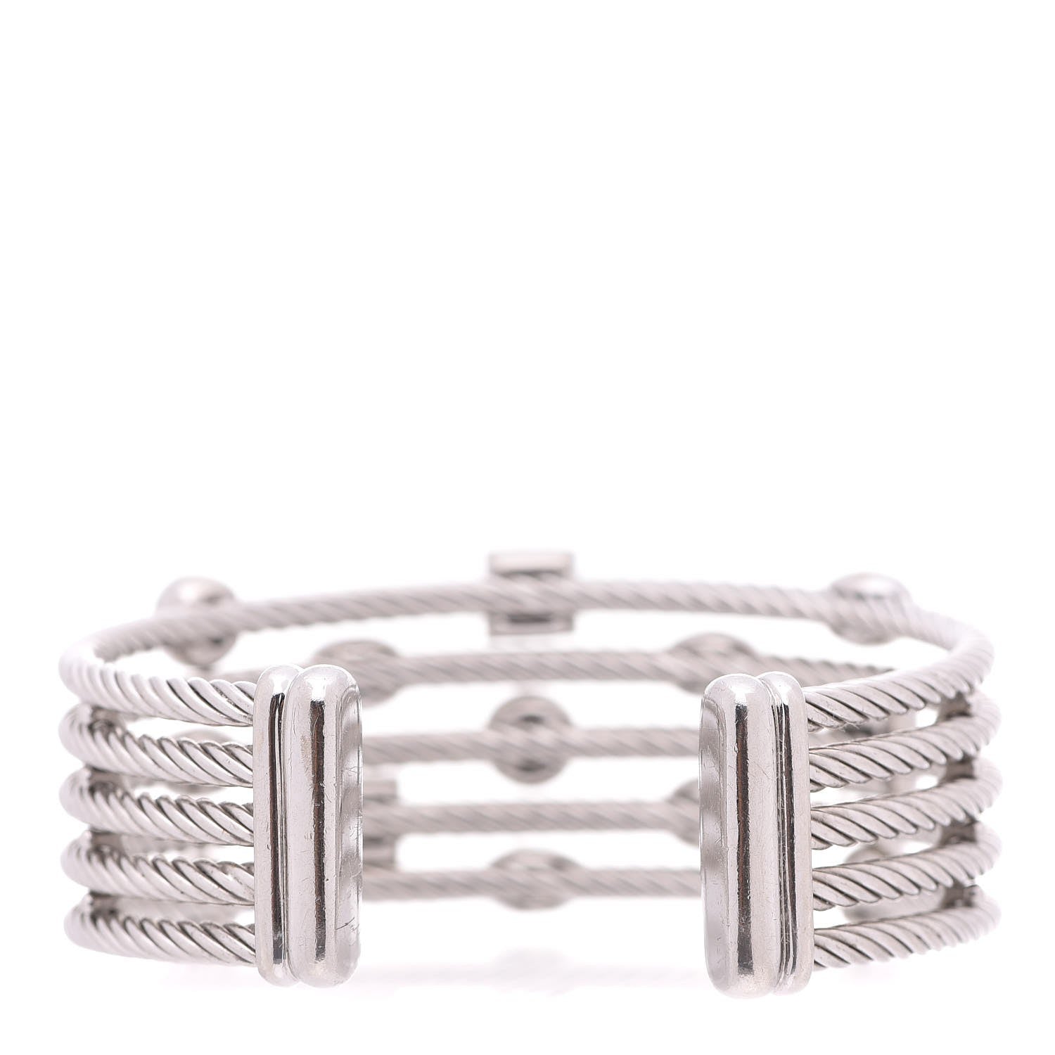 David Yurman Sterling Silver Diamond Five Row Confetti Cuff Bracelet 3 of 4