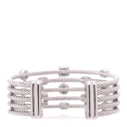 David Yurman Sterling Silver Diamond Five Row Confetti Cuff Bracelet 3 of 4