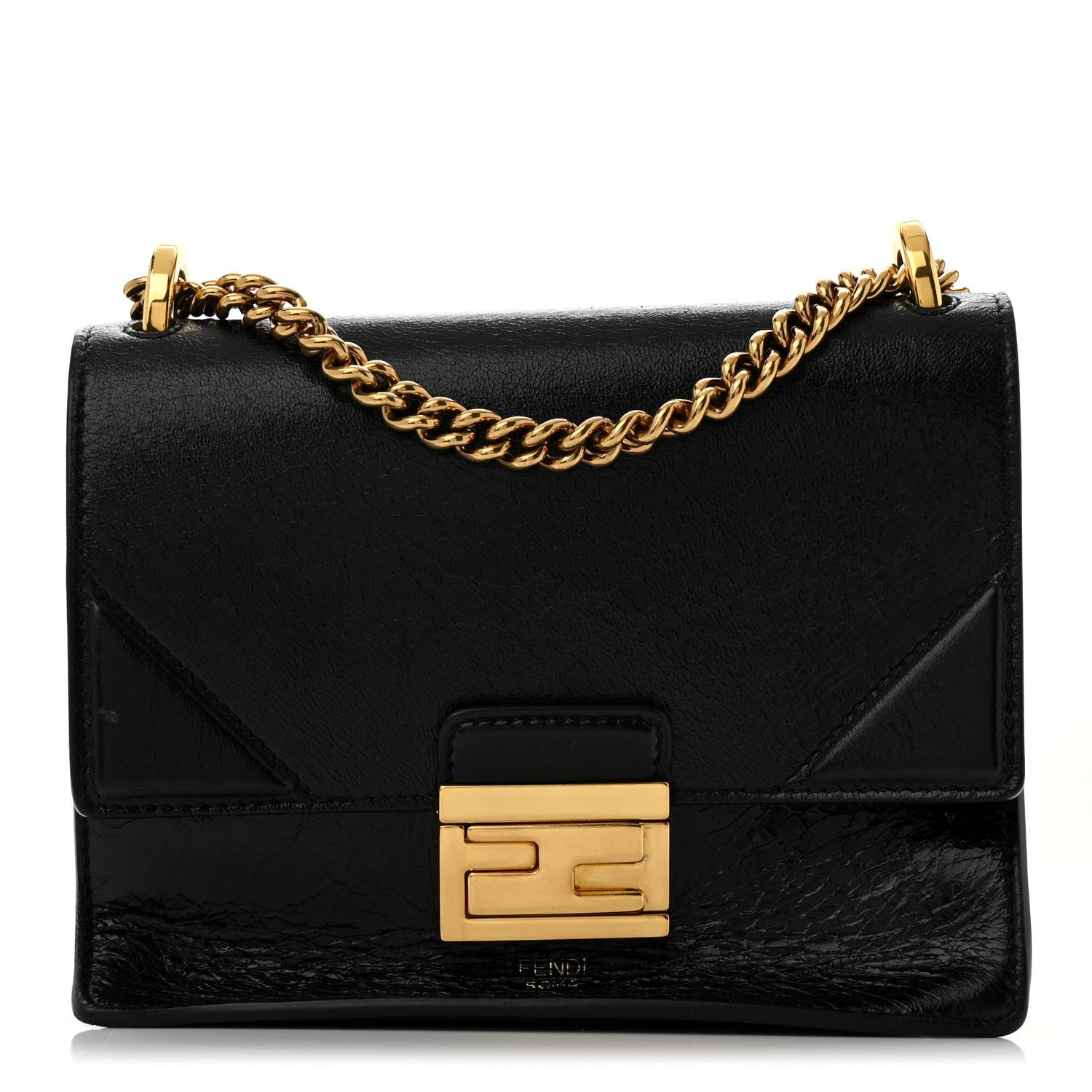 Fendi Agnello Old Shine Small Kan U Shoulder Bag Black 1 of 12