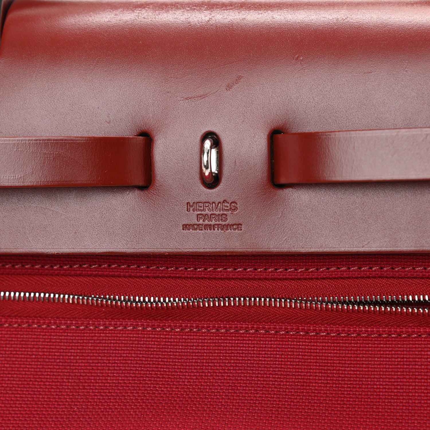 Hermes Military Toile Vache Hunter Herbag Zip 31 PM Rouge Grenat 7 of 15