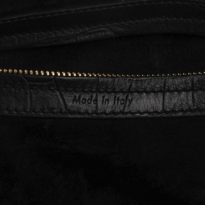 Celine Crocodile Embossed Calfskin Medium Phantom Luggage Black 6 of 9