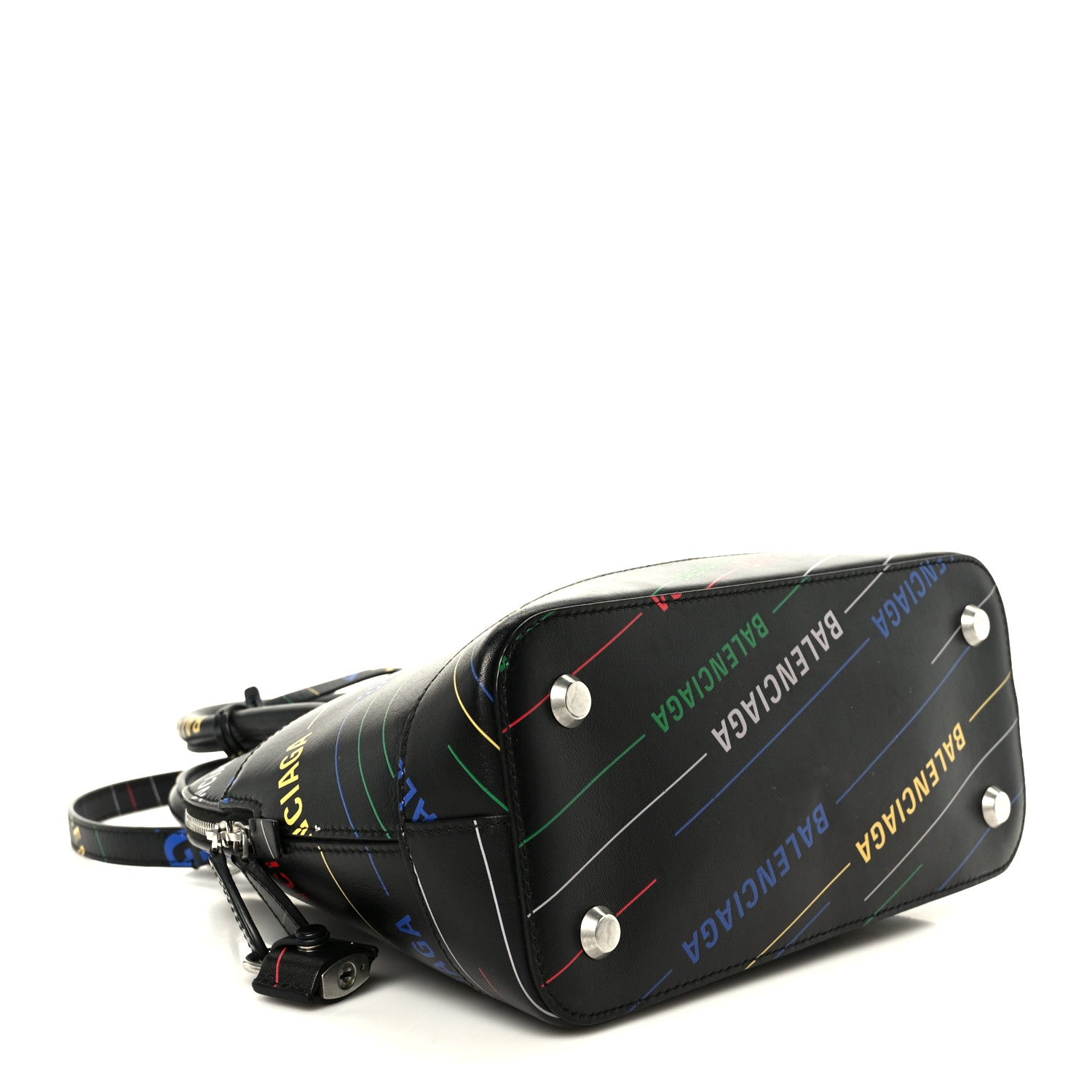 Balenciaga Calfskin Logo Print S Ville Top Handle Bag Black Multicolor 4 of 10