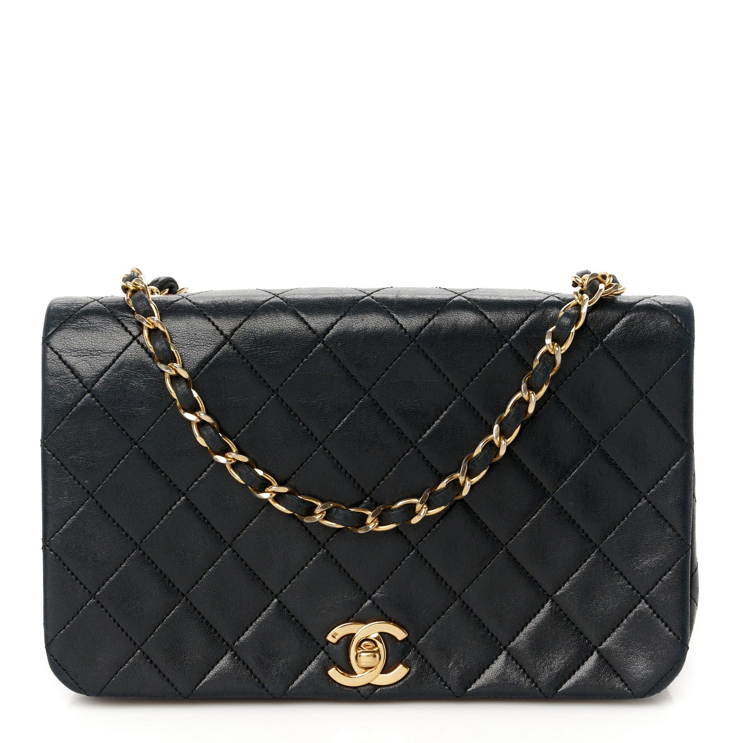 Lambskin Quilted Small Single Flap Bag Black