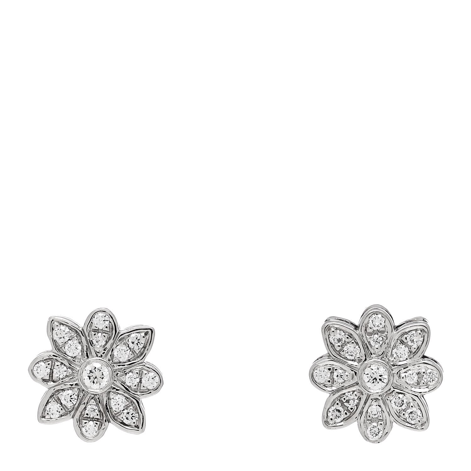 Tiffany Platinum Diamond Daisy Flower Earrings 1 of 5