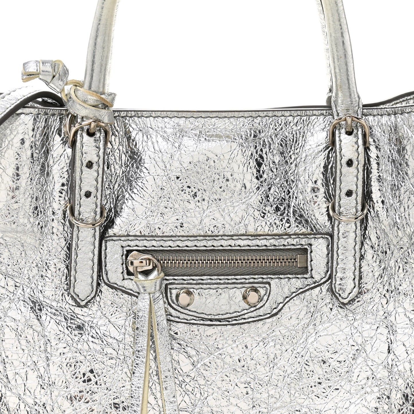Metallic Calfskin Papier Mini A4 Tote Silver