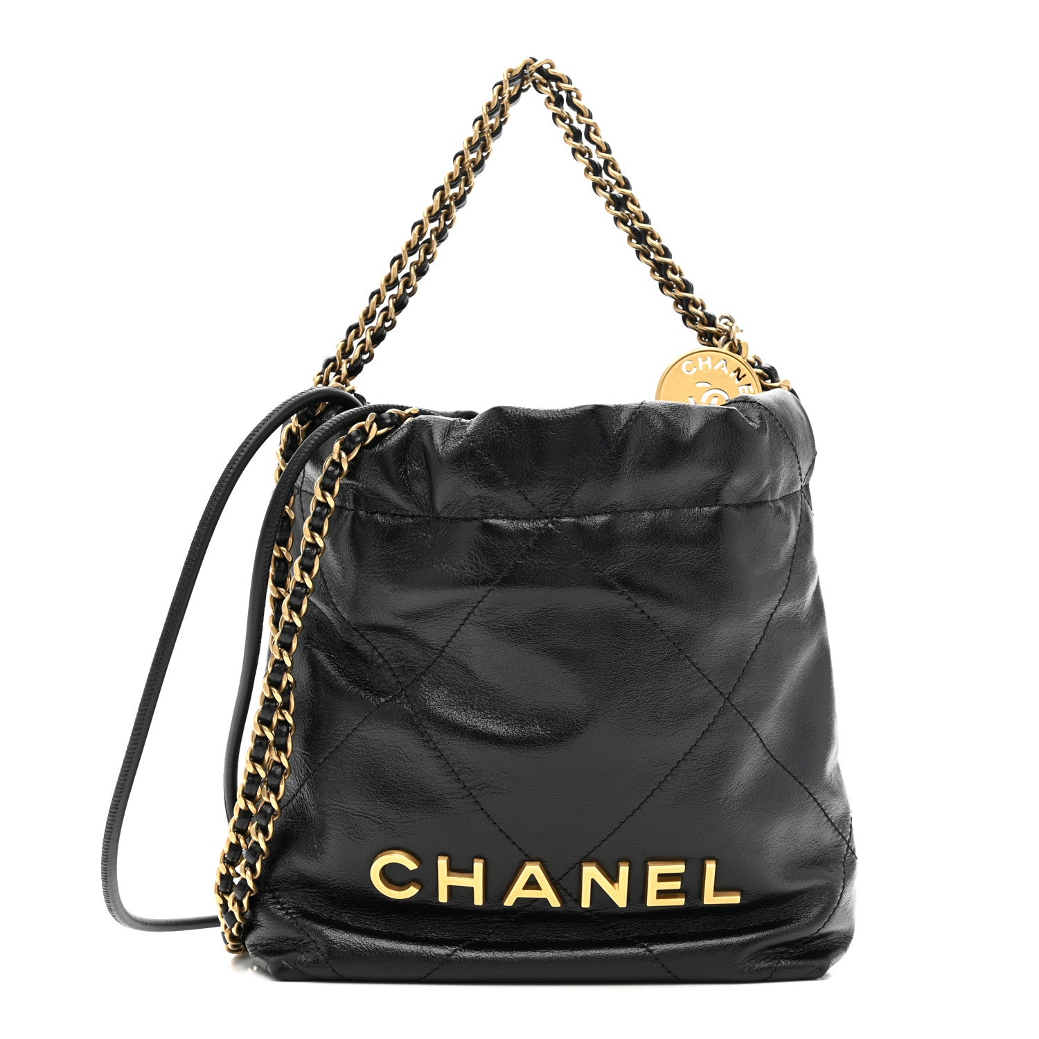 Chanel Shiny Calfskin Quilted Mini Chanel 22 Black 1 of 10