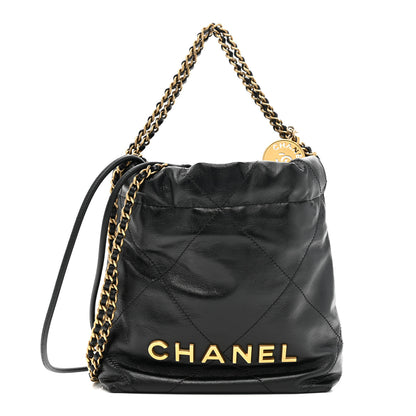 Chanel Shiny Calfskin Quilted Mini Chanel 22 Black 1 of 10