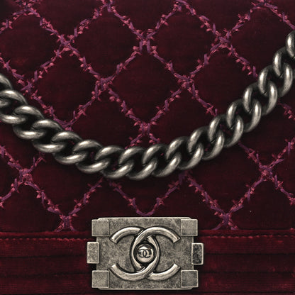Chanel Velvet Tweed Quilted Medium Boy Flap Burgundy 8 of 10