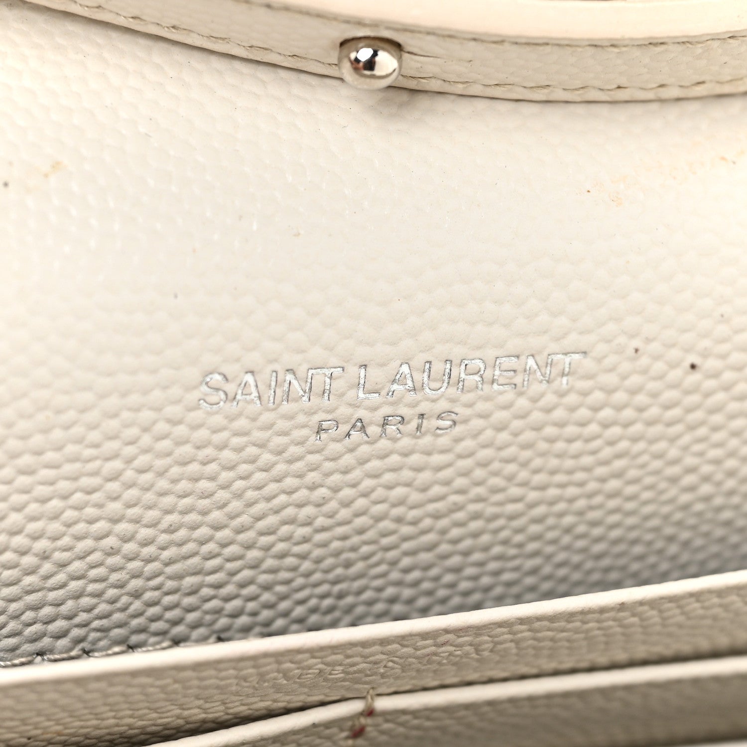 Saint Laurent Grain De Poudre Matelasse Chevron Monogram Chain Wallet Icy White 7 of 19