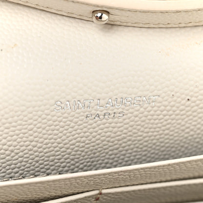 Saint Laurent Grain De Poudre Matelasse Chevron Monogram Chain Wallet Icy White 7 of 19