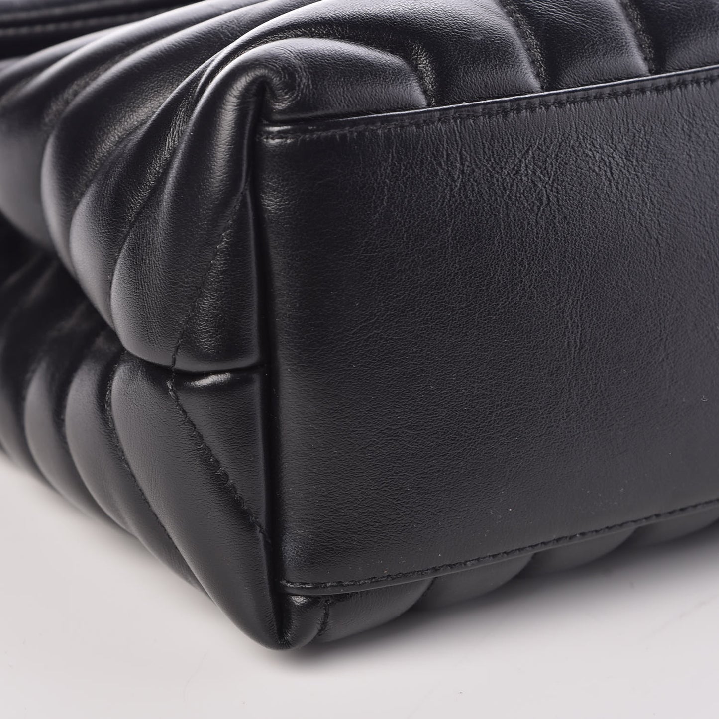 Calfskin Y Quilted Monogram Medium Loulou Chain Satchel Black
