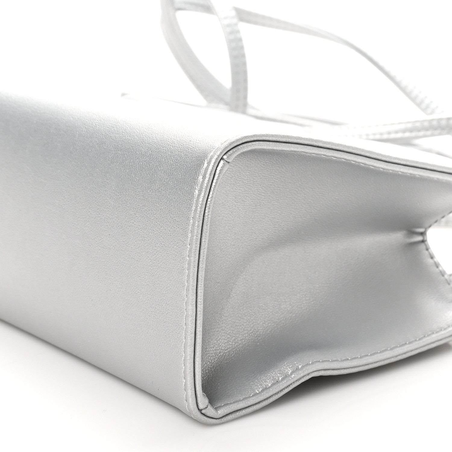 Telfar Metallic Vegan Leather Small Shopping Bag Silver 9 of 9