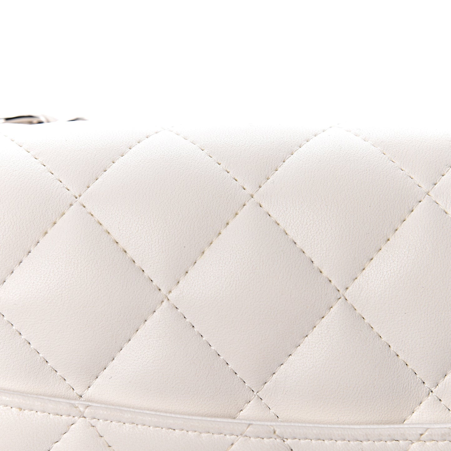 Lambskin Quilted Jumbo Double Flap White