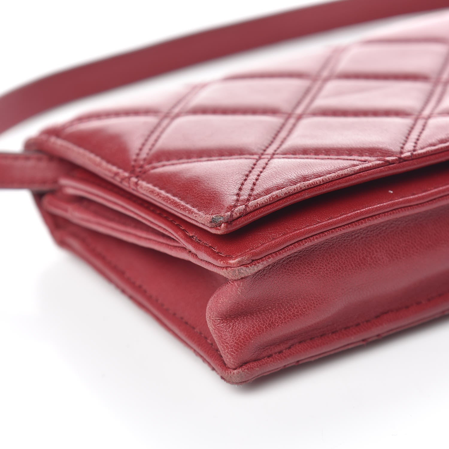 Marc Jacobs Lambskin Matelasse Double J Wallet On Chain Red 7 of 16