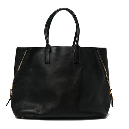 Tom Ford Pebbled Calfskin Large Jennifer Zip Tote Black 1 of 6