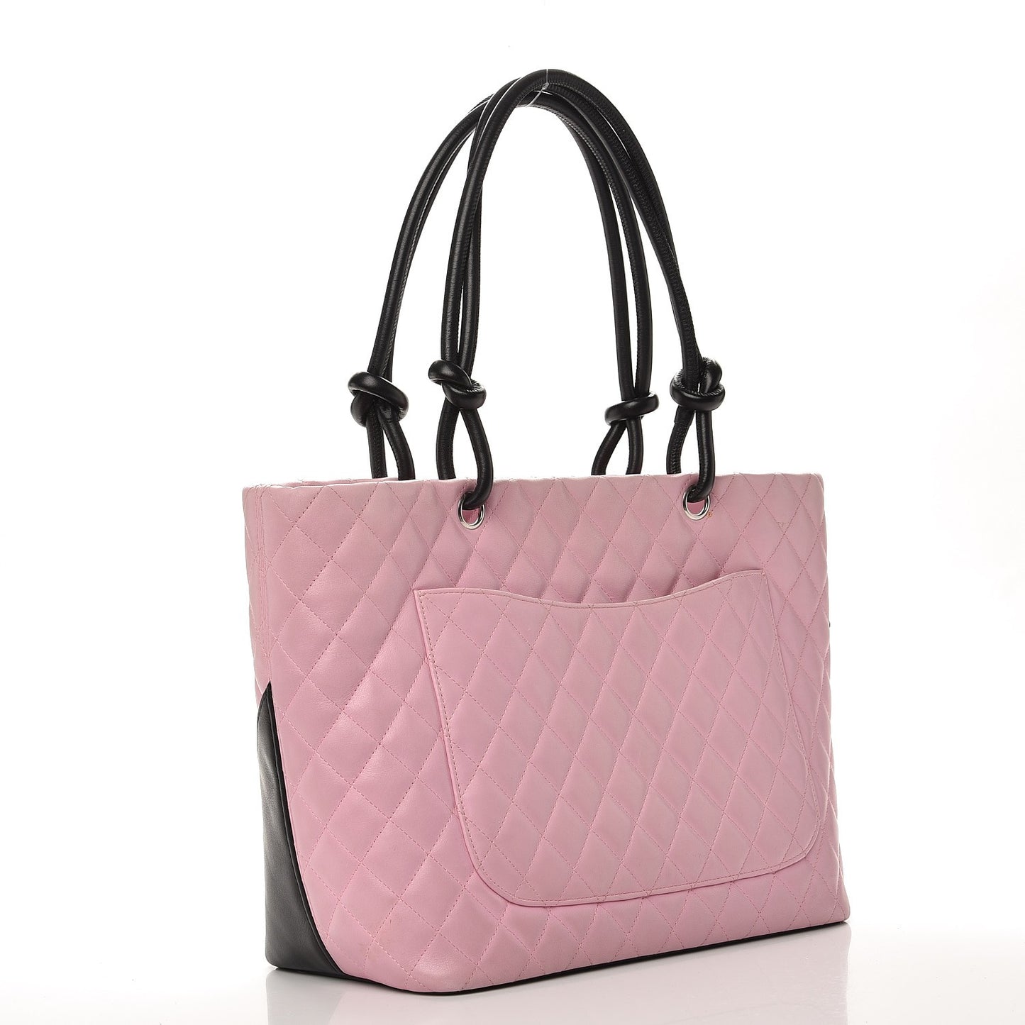 Calfskin Quilted Large Cambon Tote Pink Black
