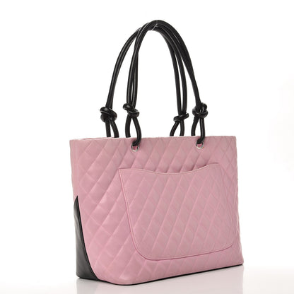 Chanel Calfskin Quilted Large Cambon Tote Pink Black 3 of 10