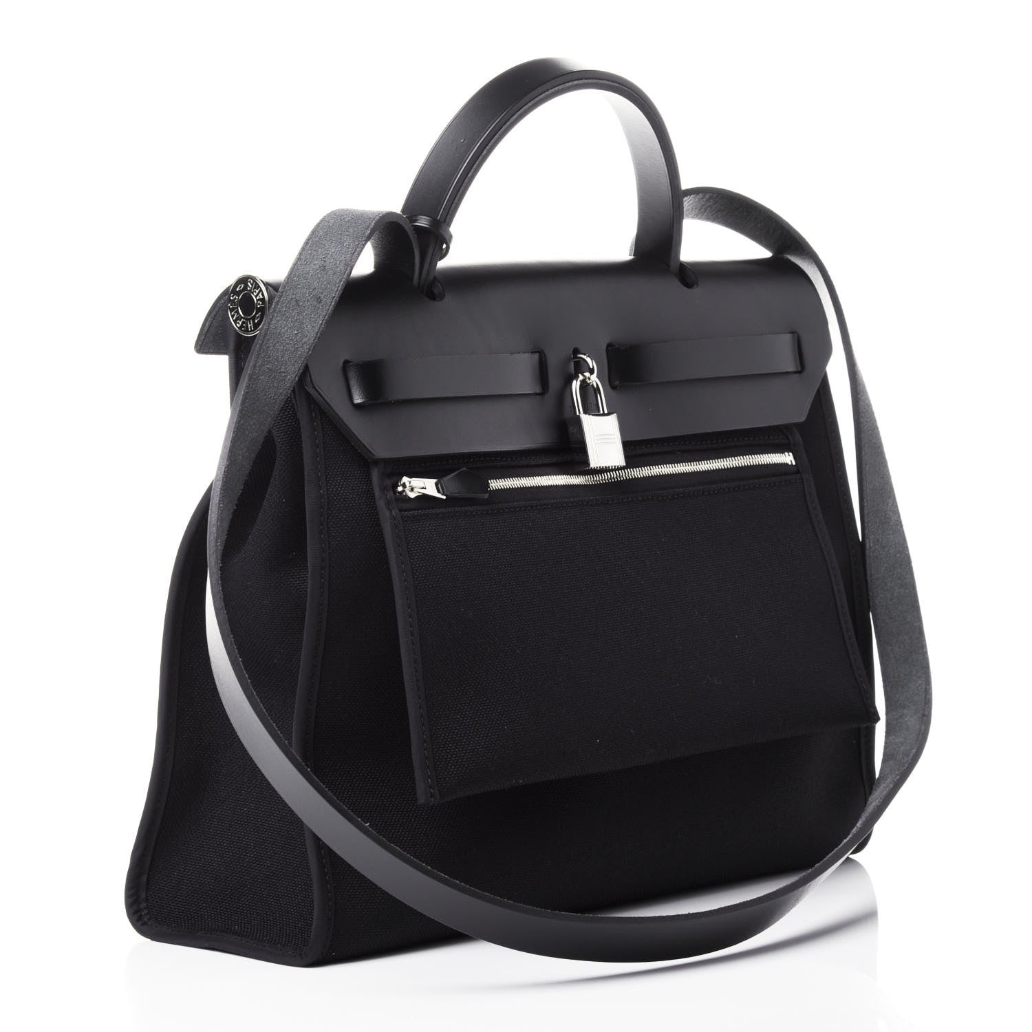 Hermes Military Toile Vache Hunter Herbag Zip PM 31 Black 2 of 11