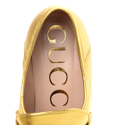 Gucci Malaga Kid Pearl Studded Vegas Platform Loafers 37.5 Gold 8 of 9