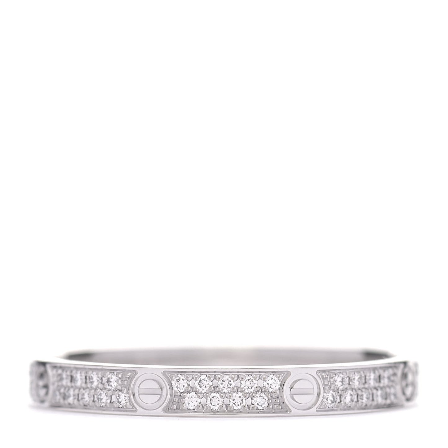 18K White Gold Diamond 2.6mm LOVE Paved Band Ring 58 8.5