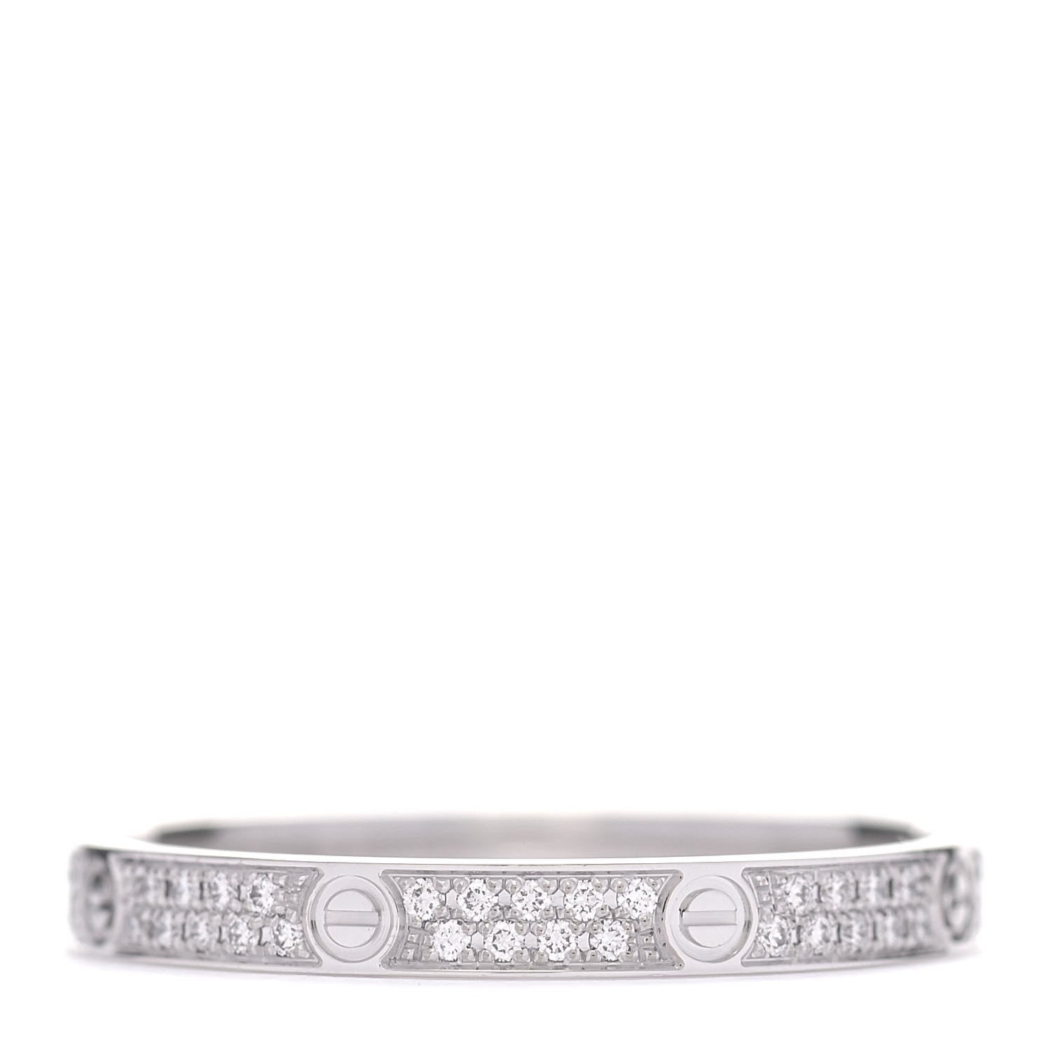 Cartier 18K White Gold Diamond 2.6mm LOVE Paved Band Ring 58 8.5 3 of 6