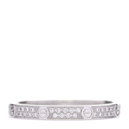 Cartier 18K White Gold Diamond 2.6mm LOVE Paved Band Ring 58 8.5 3 of 6