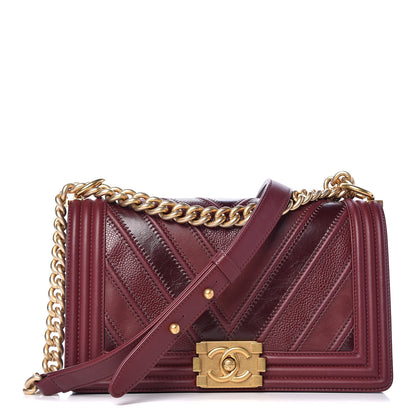 Chanel Caviar Suede Calfskin Chevron Medium Boy Flap Burgundy 1 of 12