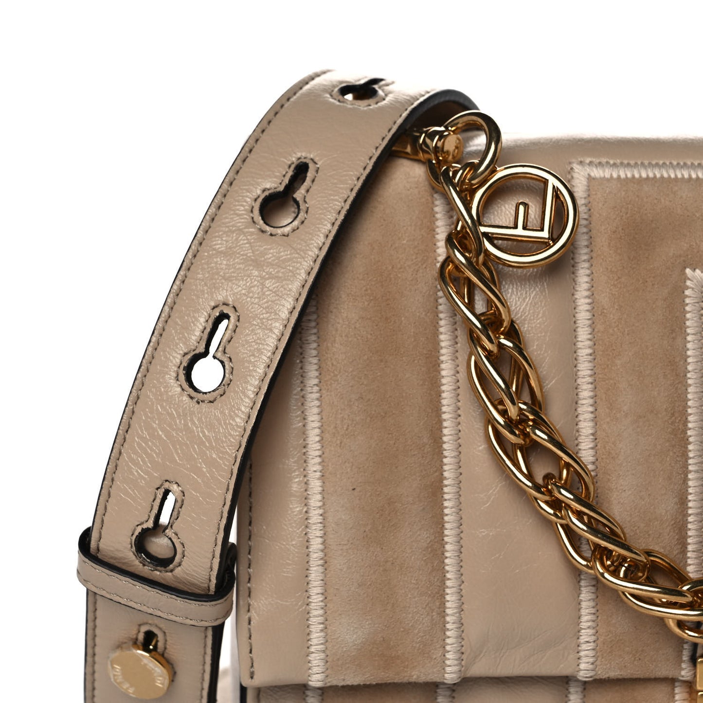 Agnello Old Shine Chamois F is Fendi Embossed Kan U Shoulder Bag Amido Nude