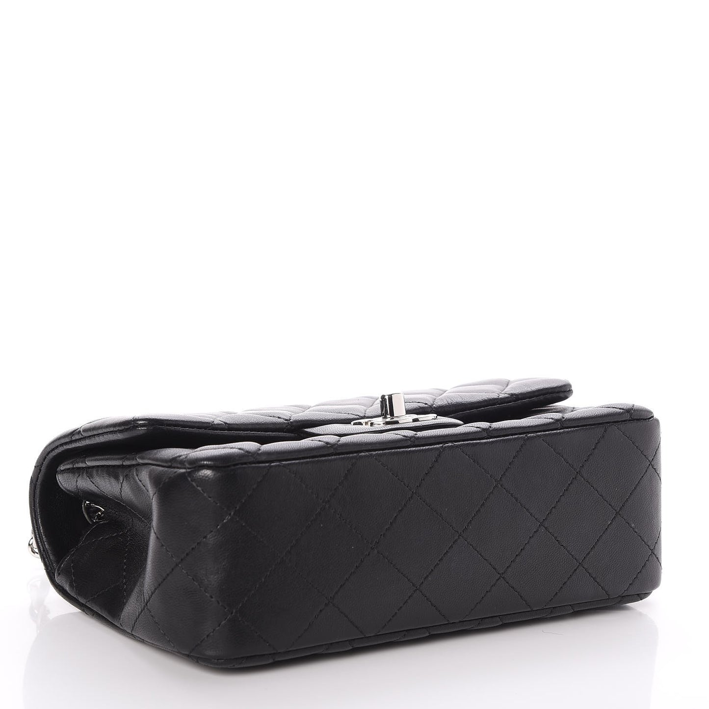 Lambskin Quilted Mini Rectangular Flap Black