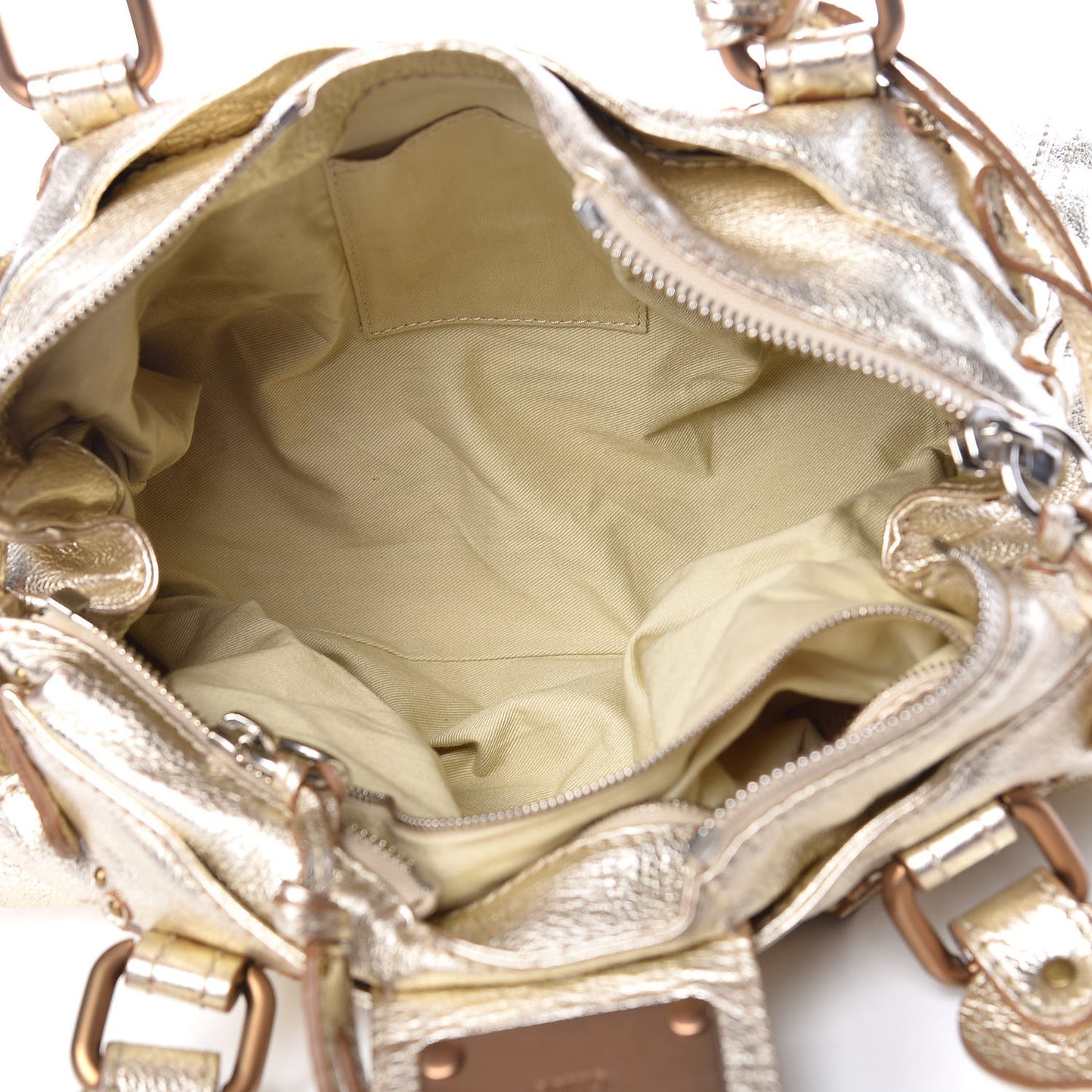 Metallic Calfskin Paddington Satchel Gold