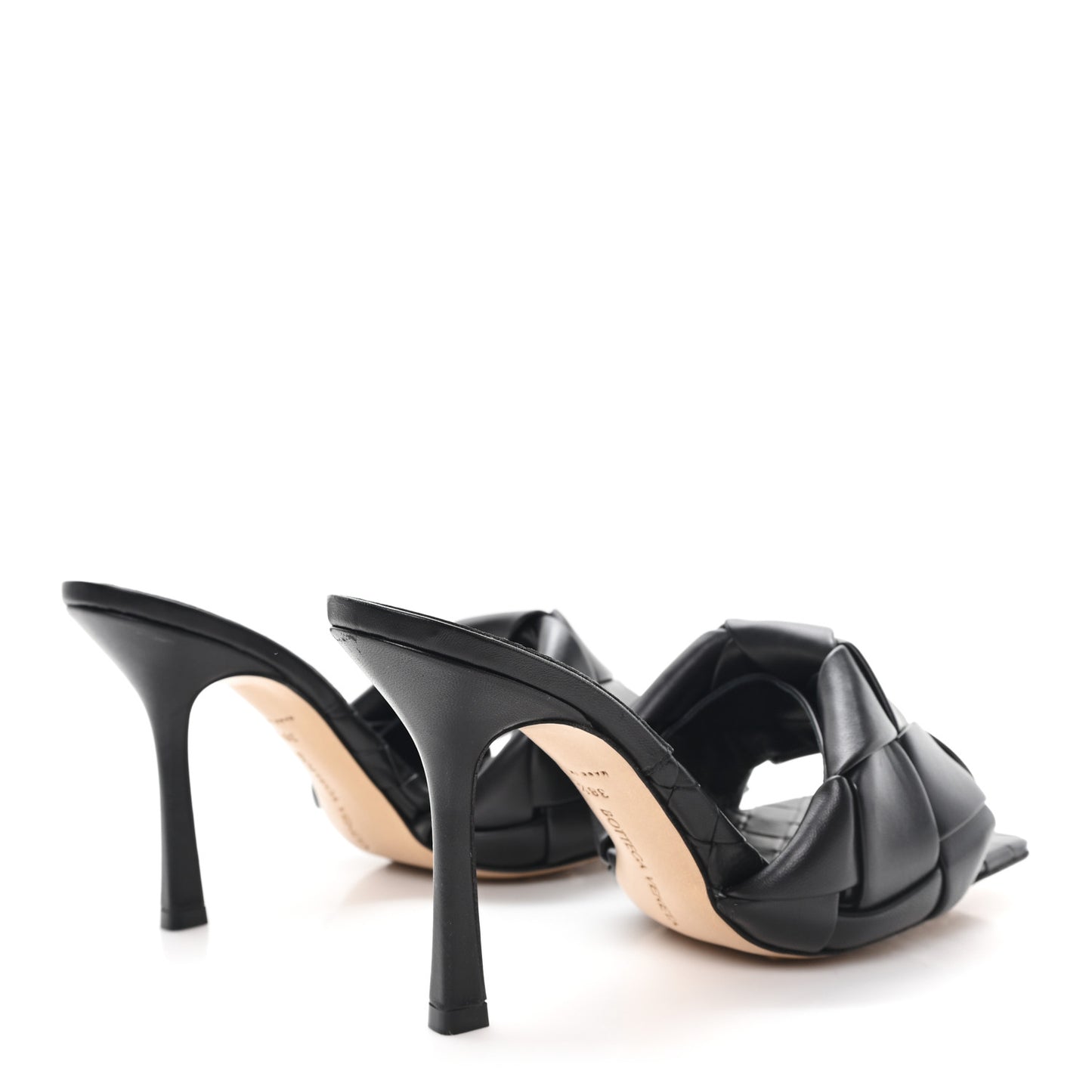 Nappa Maxi Intrecciato Lido Mule Sandals 38.5 Black