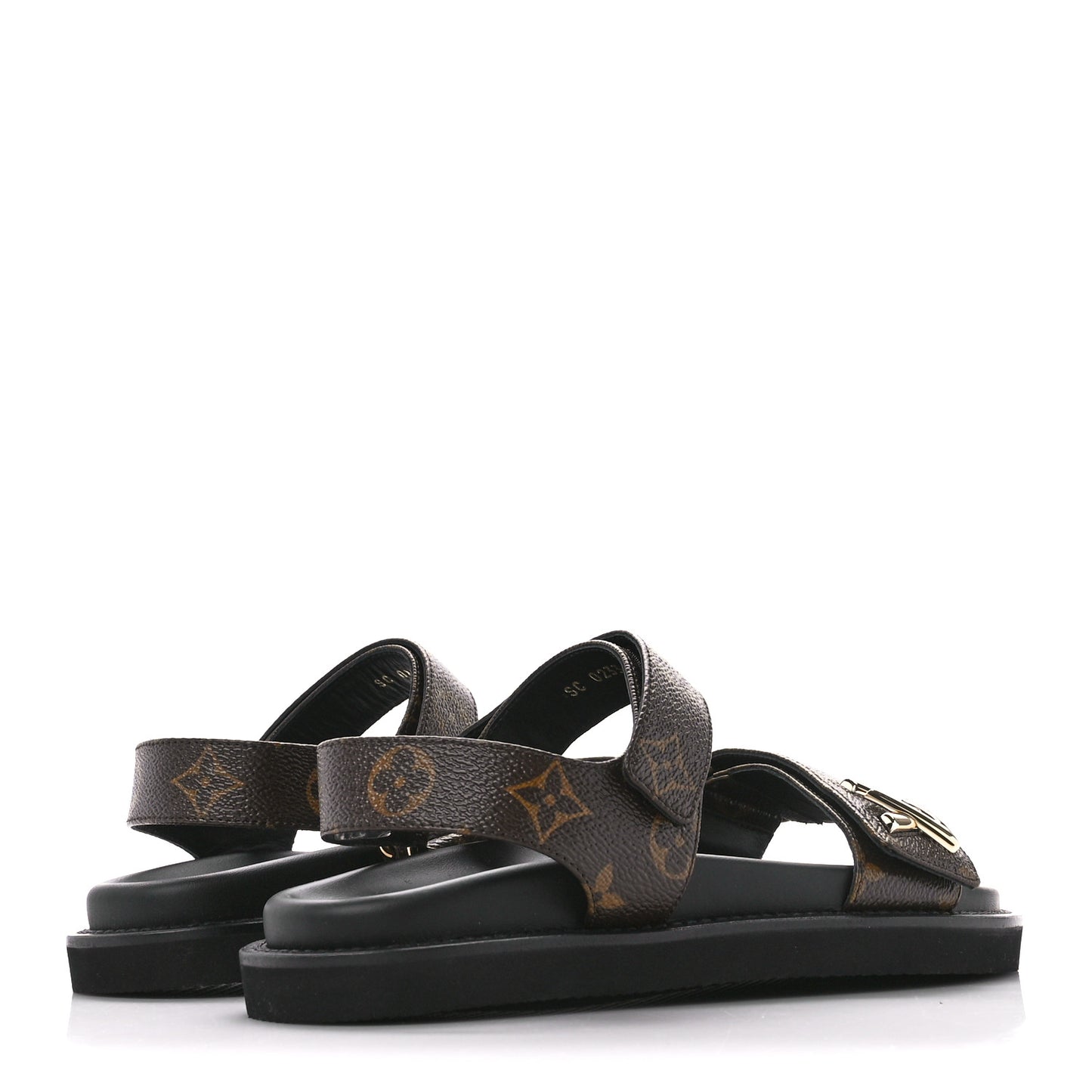 Monogram LV Sunset Comfort Flat Sandals 38 Cacao Brown